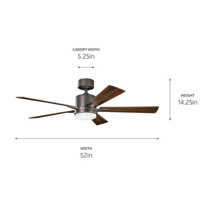 Lucian 52" 5 Blade LED Indoor Ceiling Fan with Wall Control