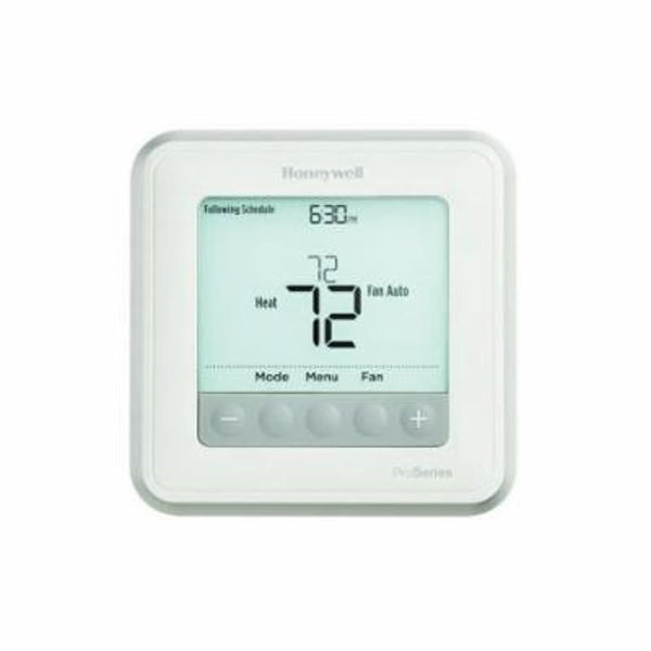 Tradeline® 6000 Thermostat, Programmable Thermostat, 40 to 90 deg F Heat/50 to 99 deg F Cool Control, 1 deg F Differential, Relay Switch