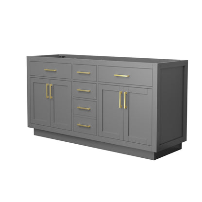 Beckett Double Bathroom Vanity with Toe Kick - 65W x 34.25H x 21.5D