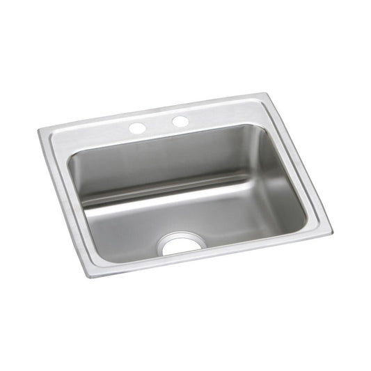 Lustertone™ Classic Single Bowl Kitchen Sink, Top Mount, ADA, 22 x 19-1/2 in, 5-3/8 in Bowl Depth, 18 ga Lustrous Satin Steel, Stainless