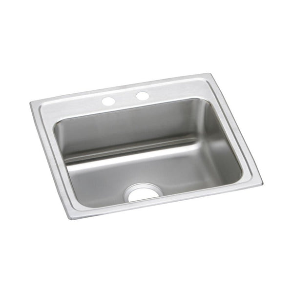 Lustertone™ Classic Single Bowl Kitchen Sink, Top Mount, ADA, 22 x 19-1/2 in, 5-3/8 in Bowl Depth, 18 ga Lustrous Satin Steel, Stainless