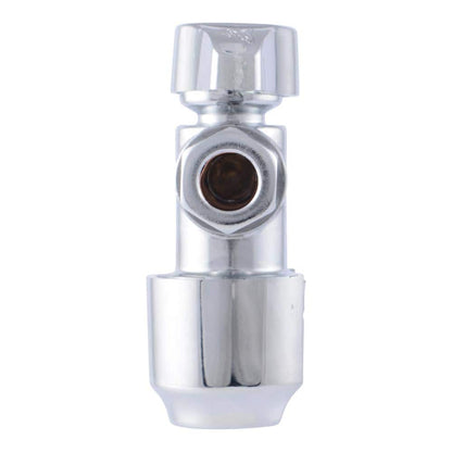Max 1/2 in. Push-to-Connect x 3/8 in. O.D. Compression Chrome-Plated Brass Quarter-Turn Angle Stop Valve