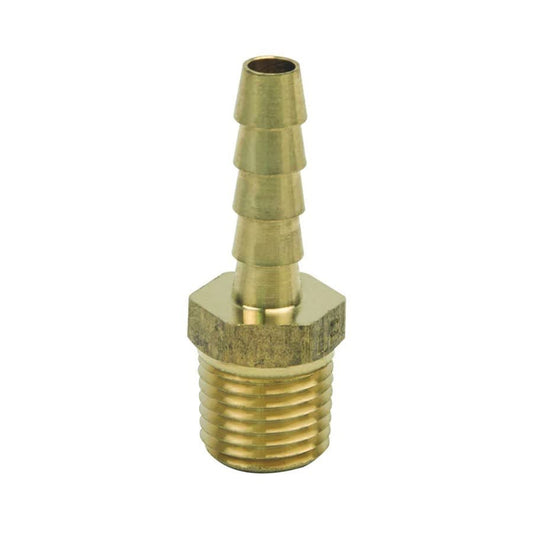 Male Hose Barb Adapter, 1/4 in Hose Barb x MNPT, Brass