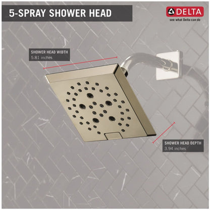 Universal Showering 5-13/16" Square 1.75 GPM Shower Head Full Spray Pattern with Touch Clean and H2Okinetic Technology