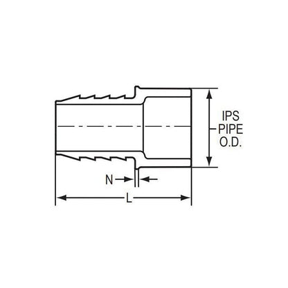 Adapter, 4 in, Insert x Spigot, PVC