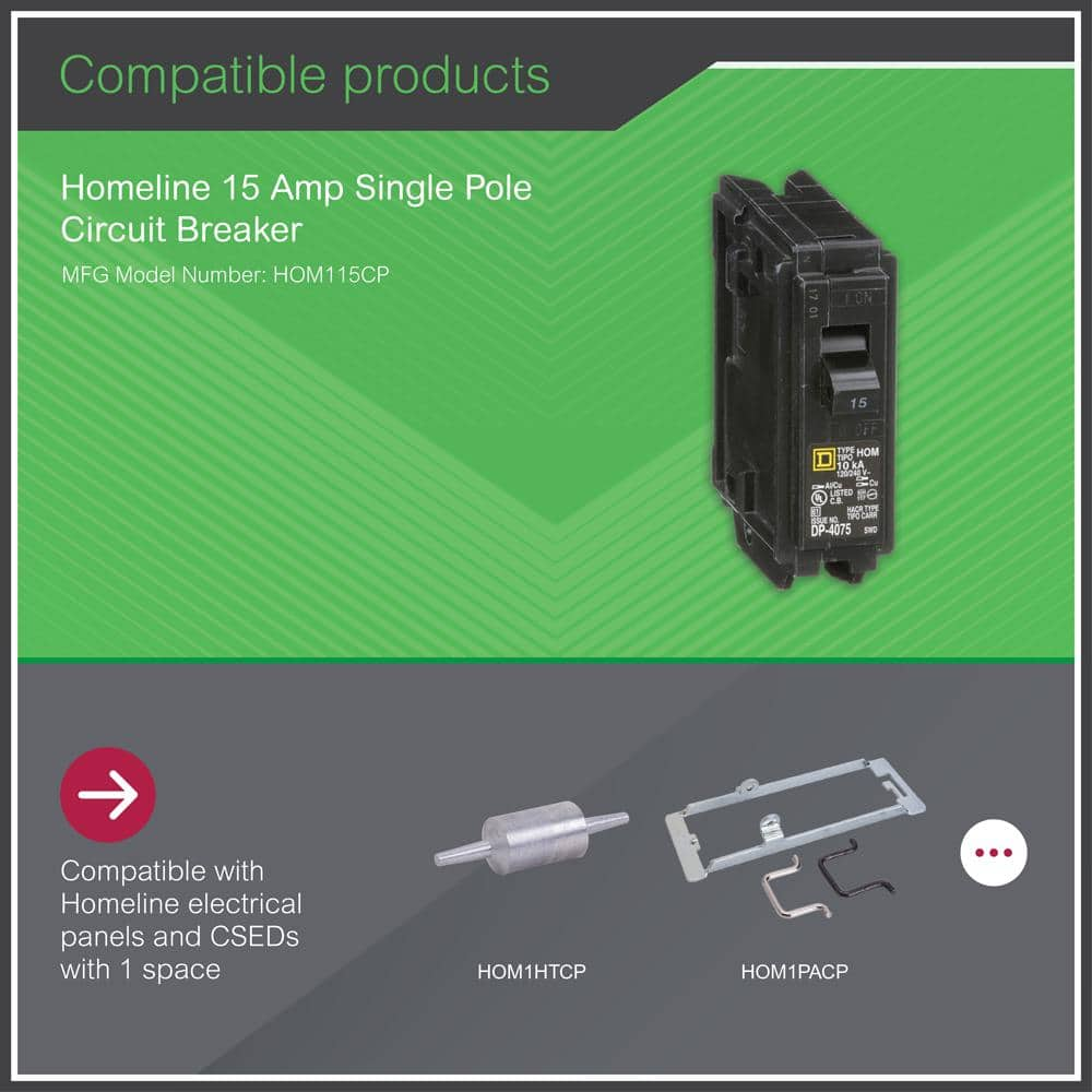 Homeline 15 Amp Single-Pole Circuit Breaker(HOM115CP)