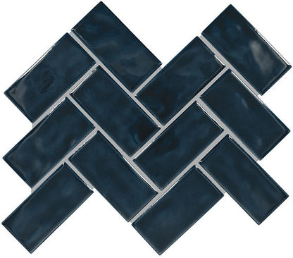 Artezen Dark Blue Herringbone 2X4 Glossy