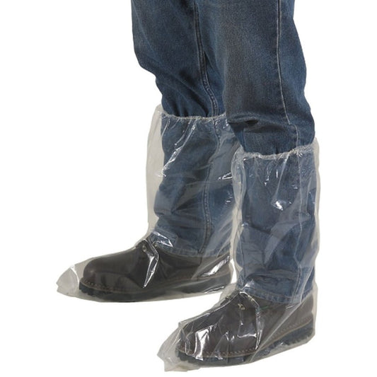 XXL, 16 in, Tall, Clear, 3 Mil Polyethylene, Elastic Top, Extended Length Boot Covers (125 Pair-Case)