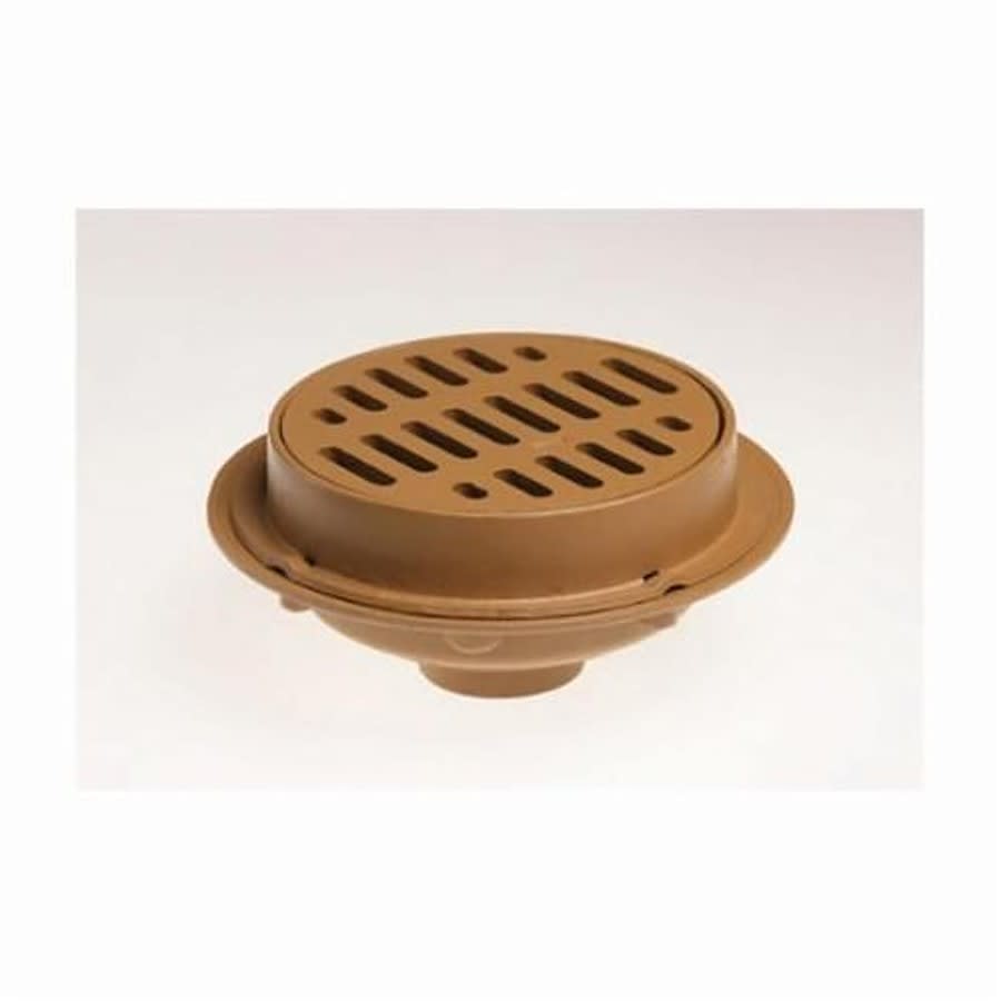 2140 Floor Drain, 4 in Outlet, No Hub, 12 in Round Cast Iron Top