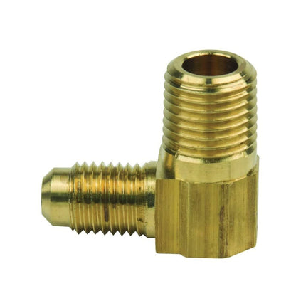 90 deg Elbow, 1/4 in, Flare x MNPT, Brass, Rough Brass, Domestic