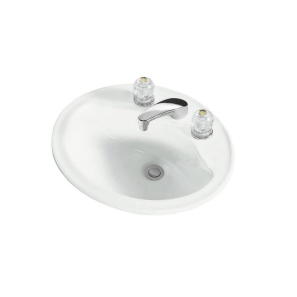 Sanibel™ Top Mount Lavatory Sink, ADA, 20-1/4 x 17-1/4 x 8 in, Vitreous China, White