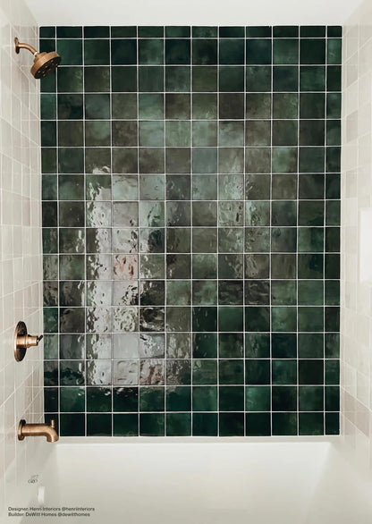 Cloé 5X5 Glossy Ceramic Tile in Green