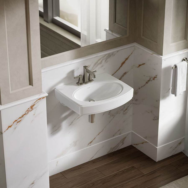 Pinoir 18" Wall Mounted Bathroom Sink with 3 Holes Drilled and Overflow