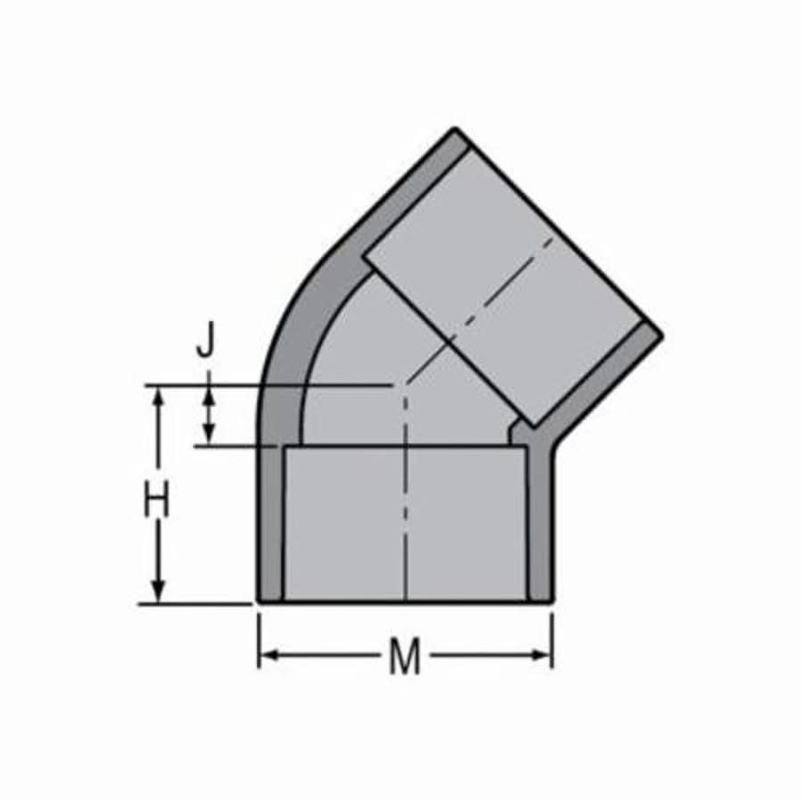 45 deg Elbow, 1 in, Socket, SCH 80/XH, CPVC