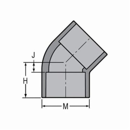 45 deg Elbow, 1 in, Socket, SCH 80/XH, CPVC