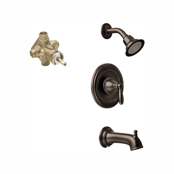 MOEN Brantford Single-Handle 1-Spray Posi-Temp Tub and Shower Faucet in Oil Rubbed Bronze (Valve Included) T2153EPORB-2520