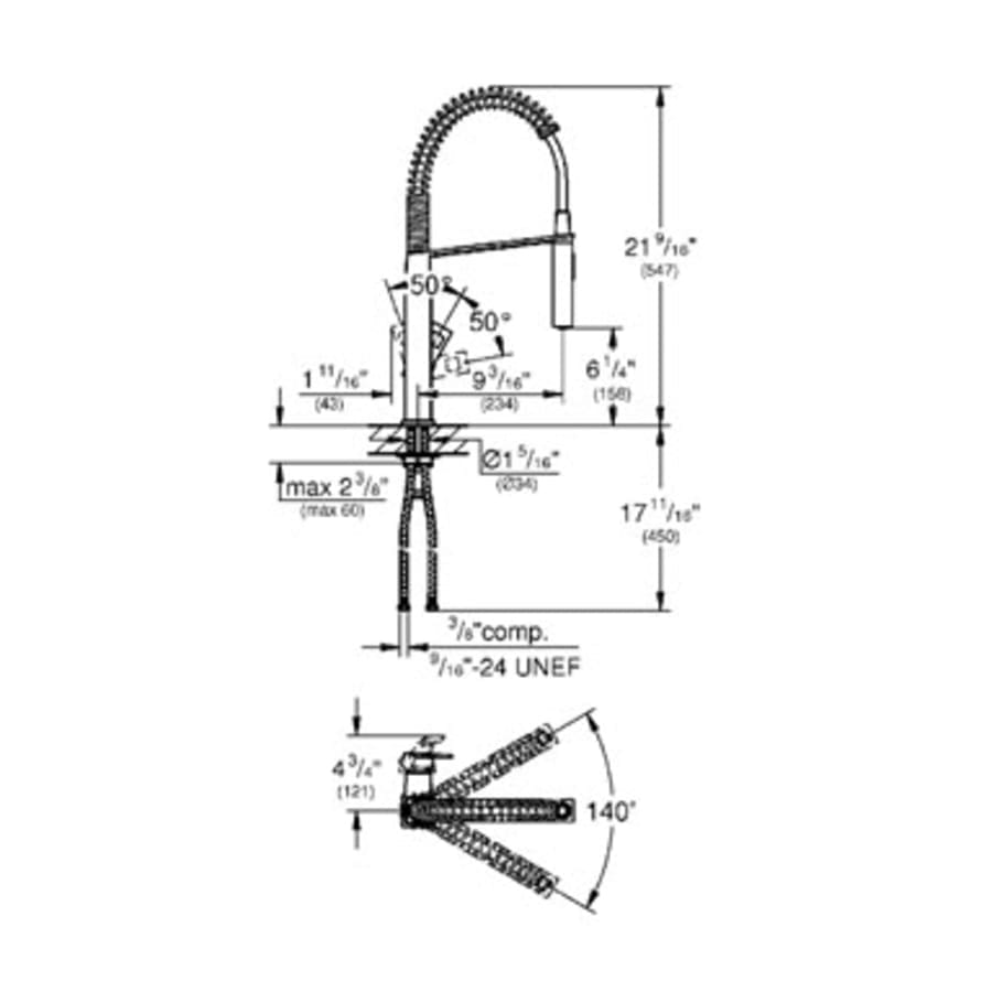 Eurocube Pre-Rinse Kitchen Faucet with 2-Function Toggle Sprayer