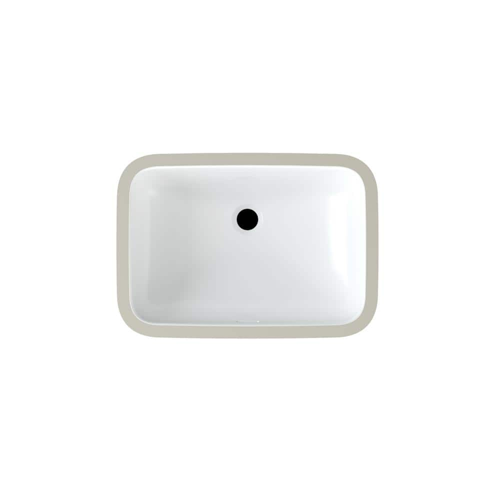 22 in. Ceramic Rectangular Undermount Bathroom Sink in White with Overflow Drain