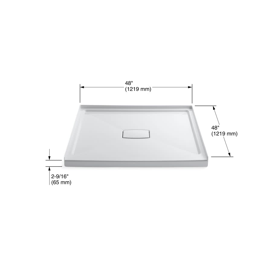 Archer 48" x 48" Square Shower Base with Single Threshold and Center Drain