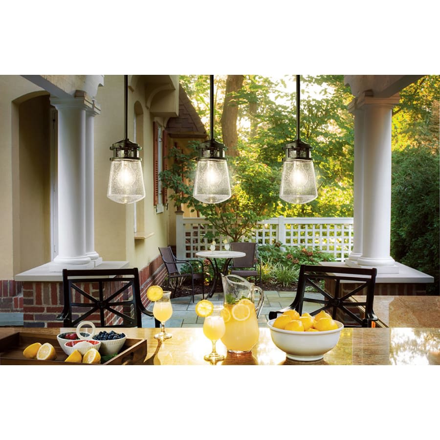 Lyndon Single Light 5" Wide Mini Outdoor Pendant with Seedy Glass Shade