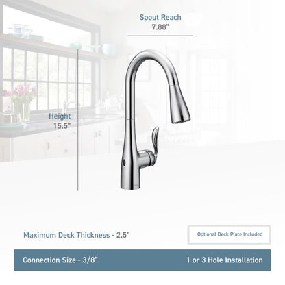 Arbor Pull-Down High Arc Kitchen Faucet with MotionSenseâ¢, Power Cleanâ¢, and Reflexâ¢ Technology - Includes Escutcheon Plate