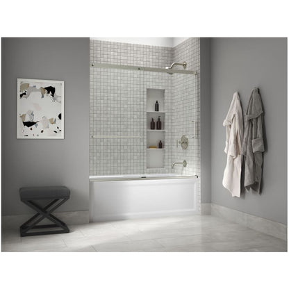 Elate 56-3/4" High x 59-5/8" Wide Sliding Semi Frameless Tub Door with Clear Glass