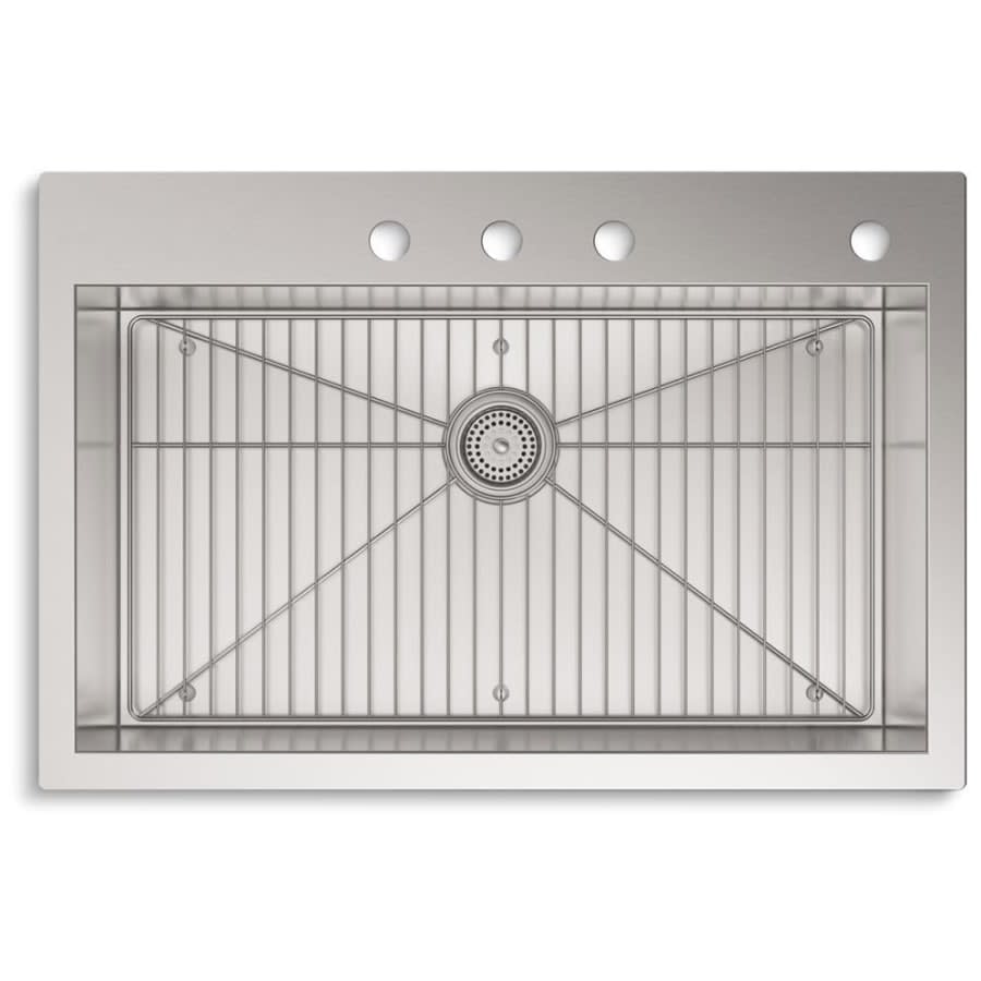 Vault 33" Single Basin Drop-In / Under-Mount 18-Gauge Stainless Steel Kitchen Sink with SilentShield - Basin Rack Included