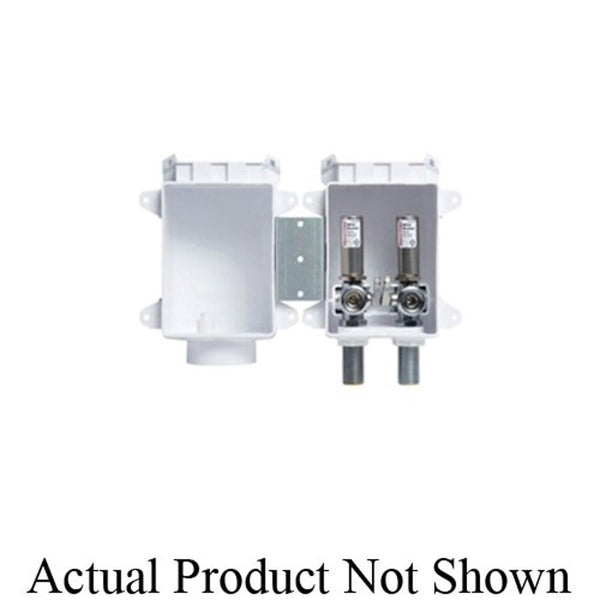 OxBox™ Compact Washing Machine Outlet Box With MiniRester™ Arrester, 1/2 in, PEX F1960 Flex x 3/4 in, Male Hose Thread Outlet, ABS