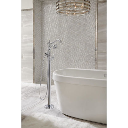 Cassidy Floor Mounted Tub Filler with Integrated Diverter and Hand Shower - Less Rough In