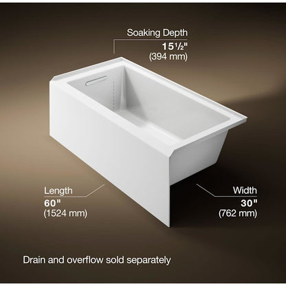 Underscore 60" X 30" Alcove Soaking Bathtub with Integral Apron, Integral Flange, and Left-Hand Drain