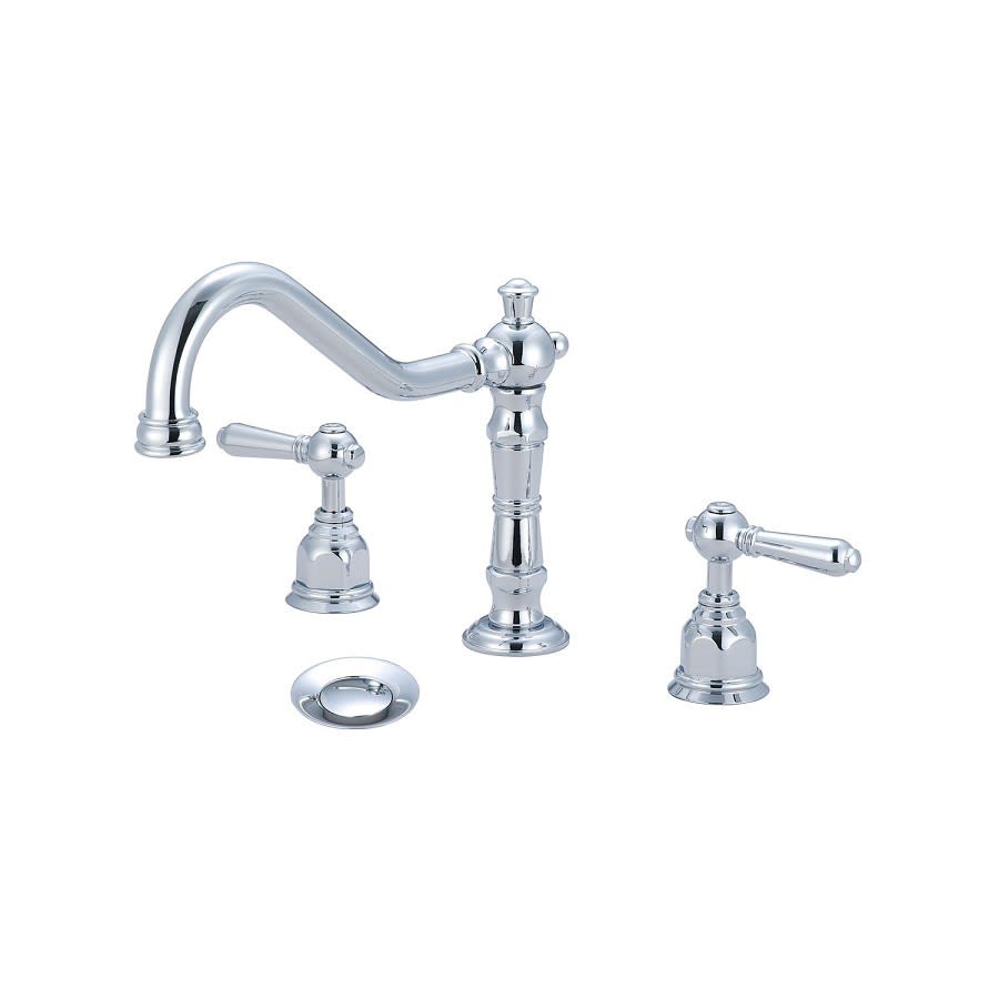 Americana Widespread Lavatory Faucet, ADA, 2 Handle, 3-Hole, 1.2 gpm, Polished Chrome