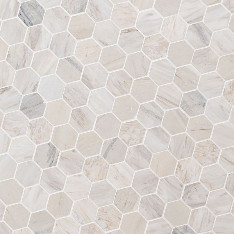 Angora Polished 2" Hexagon Mosaic Tile