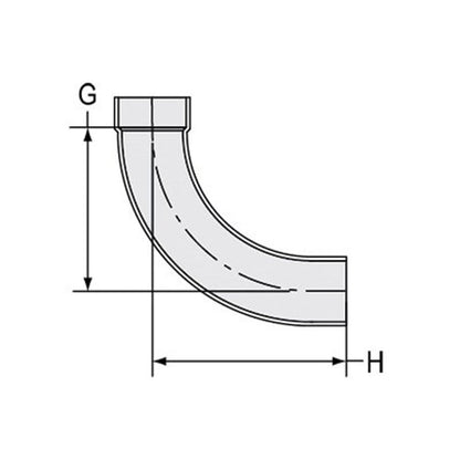 Street Long Sweep 90 deg Elbow, 6 in, Spigot x Hub, DWV, PVC