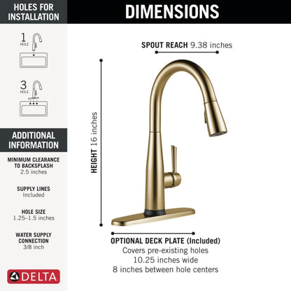 Essa VoiceIQ Voice Activated Pull Down Kitchen Faucet with On / Off Touch Activation and Magnetic Docking Spray Head