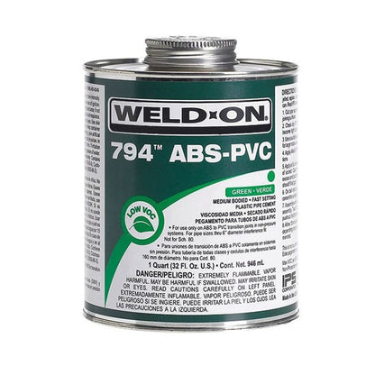 794™ Medium Body Cement, 1 qt, Green, For PVC - ABS Transition