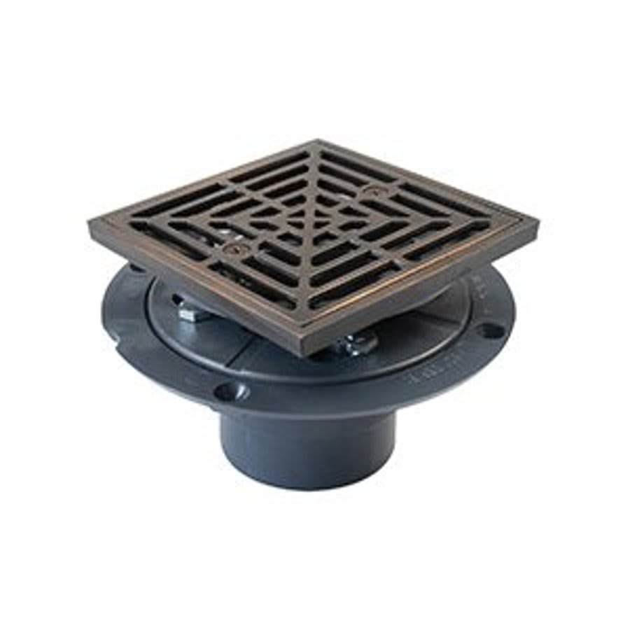 Shower Pan Drain, 2 in, Hub, 4-1/2 in, Grid, PVC Drain, Oil Rubbed Bronze