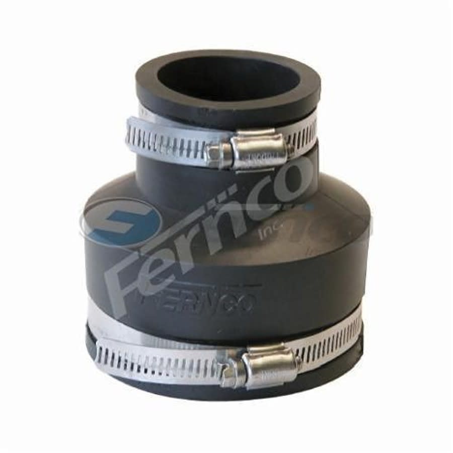 Transition Coupling, 3 x 1-1/2 in, Cast Iron/Plastic x Cast Iron/Plastic, Flexible PVC