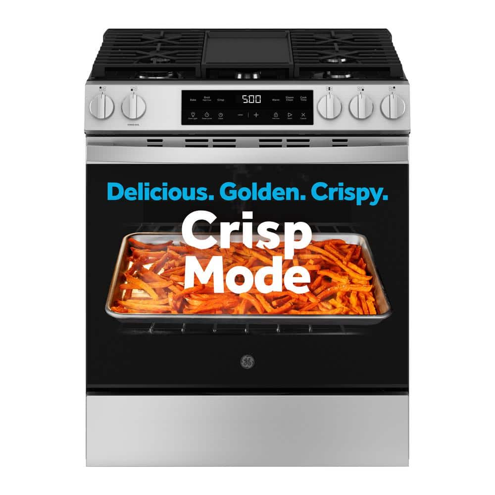 30 in. 5-Burners Slide-In Gas Range in Stainless Steel with Crisp Mode