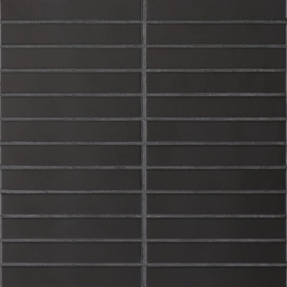 Le Cafe Black 1x6 Straight Stack Mosaic Matte