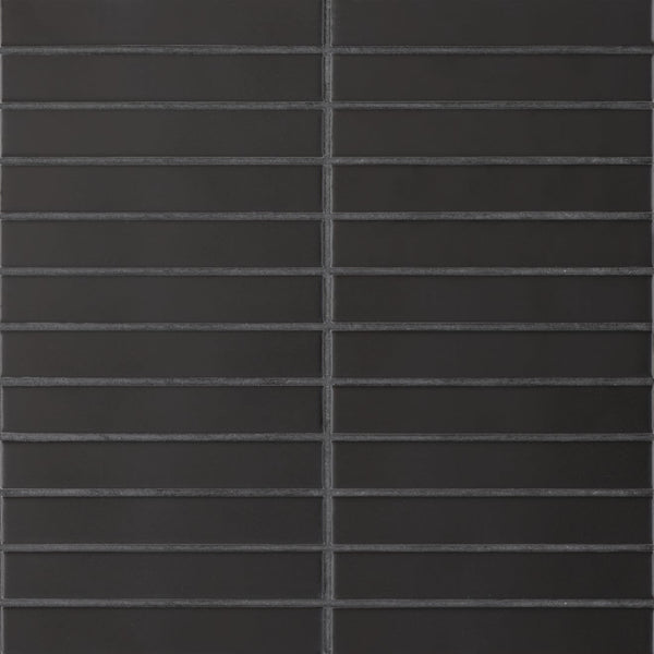 Le Cafe Black 1x6 Straight Stack Mosaic Matte