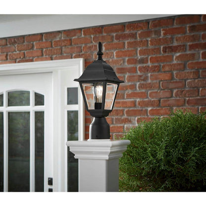 Hampton Bay 1-Light Black Steel Line Voltage Outdoor Weather Resistant Post Light with No Bulb Included