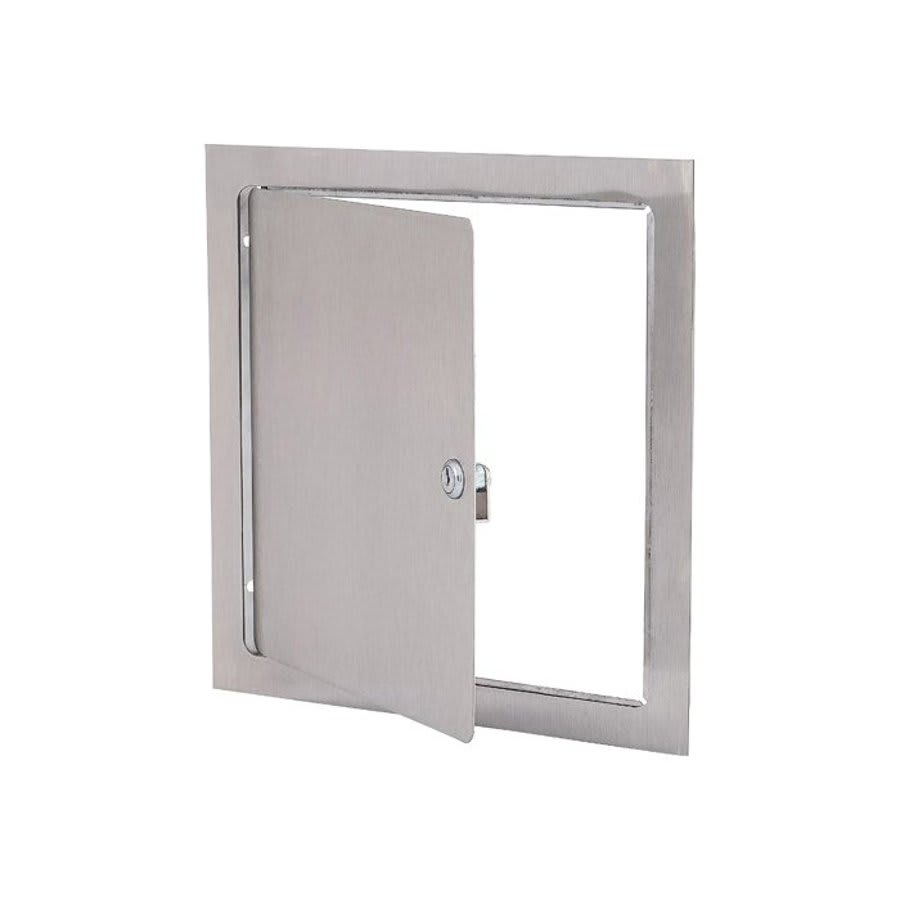 Drywall Access Door, Cylinder Lock, 18 x 18 in, 304/304L Stainless Steel, 16 ga, Satin