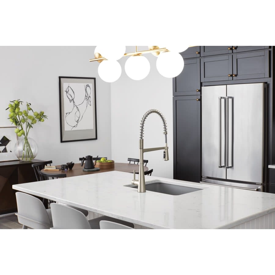 Sleek 1.5 GPM Single Hole Pre-Rinse Pull Down Kitchen Faucet with Power Boost