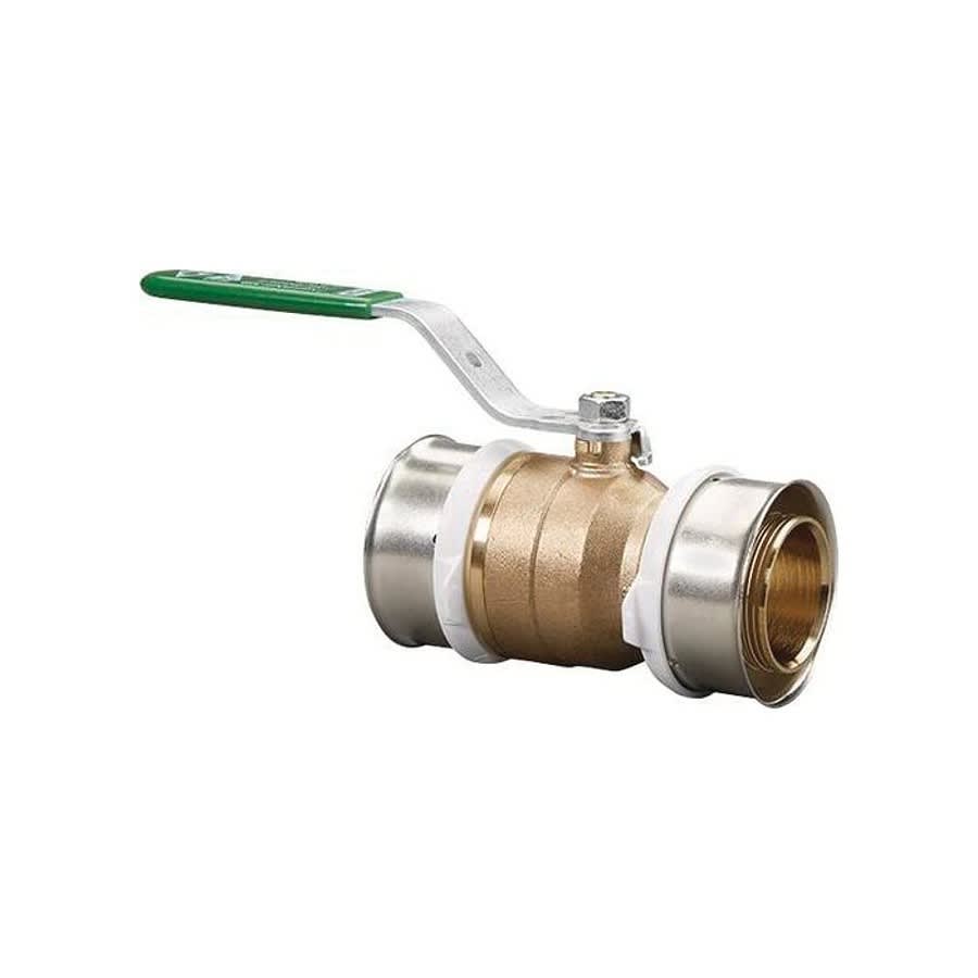 1-Piece Ball Valve, 1 in, Press, Full Port, Stainless Steel Ball, Brass