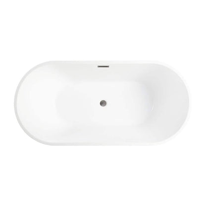 Bordeaux 54 in. Acrylic Flatbottom Freestanding Bathtub in White/Brushed Nickel