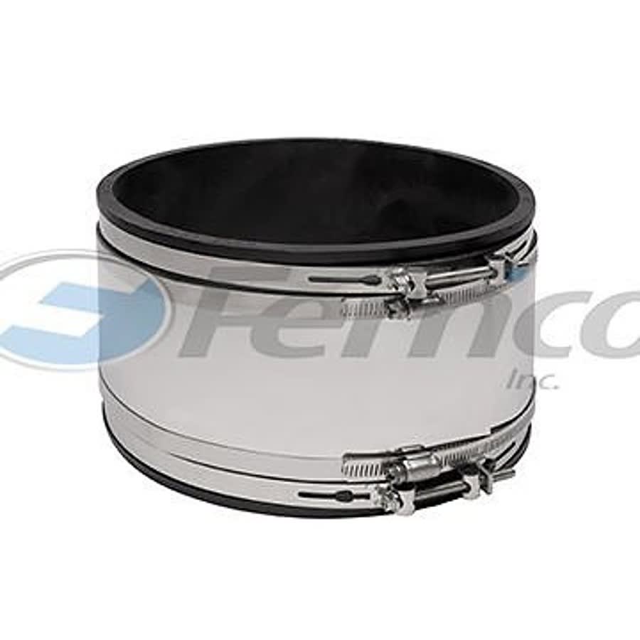 Shielded Transition Coupling, 6 in, PVC/Stainless Steel