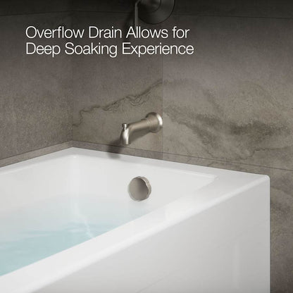 Entity 60" x 30" Three Wall Alcove Acrylic Soaking Tub with Right Drain