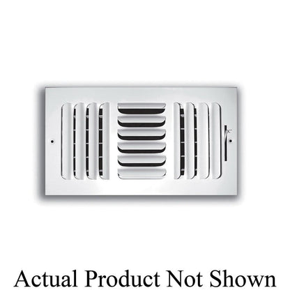 3-Way Curved Blade Supply Register, 10 x 6 in, Horizontal Blades, 7/8 in Spacing, Multi Shutter Damper, Steel, White