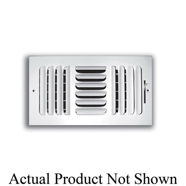 3-Way Curved Blade Supply Register, 10 x 6 in, Horizontal Blades, 7/8 in Spacing, Multi Shutter Damper, Steel, White