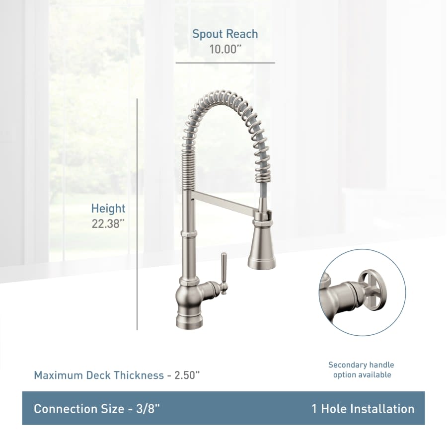 Paterson 1.5 GPM Single Hole Pre-Rinse Pull Down Kitchen Faucet with Power Boost